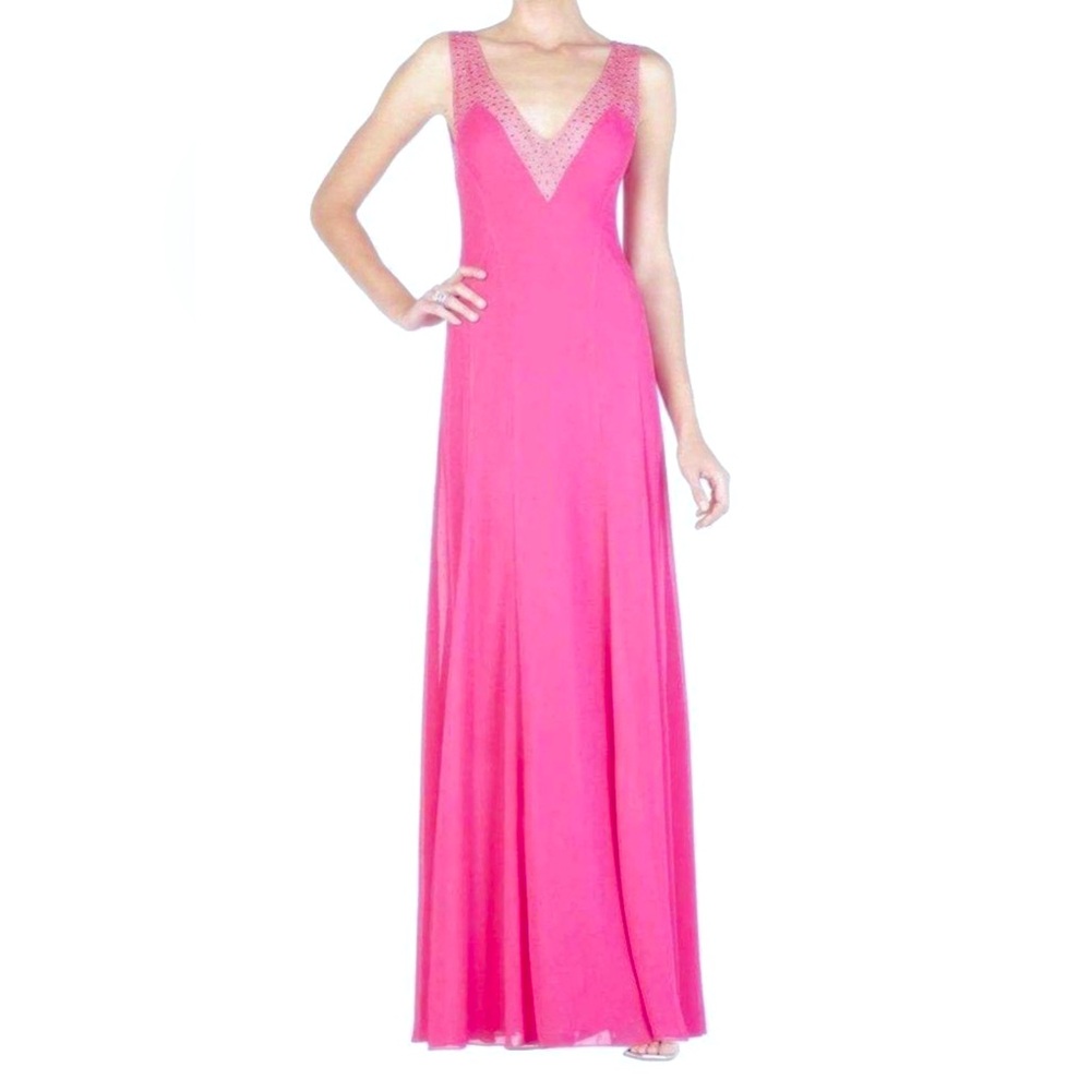 BCBGMAXAZRIA Pink V-Neck Gown Size 4